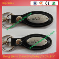 Metal keychains with real leather foundation